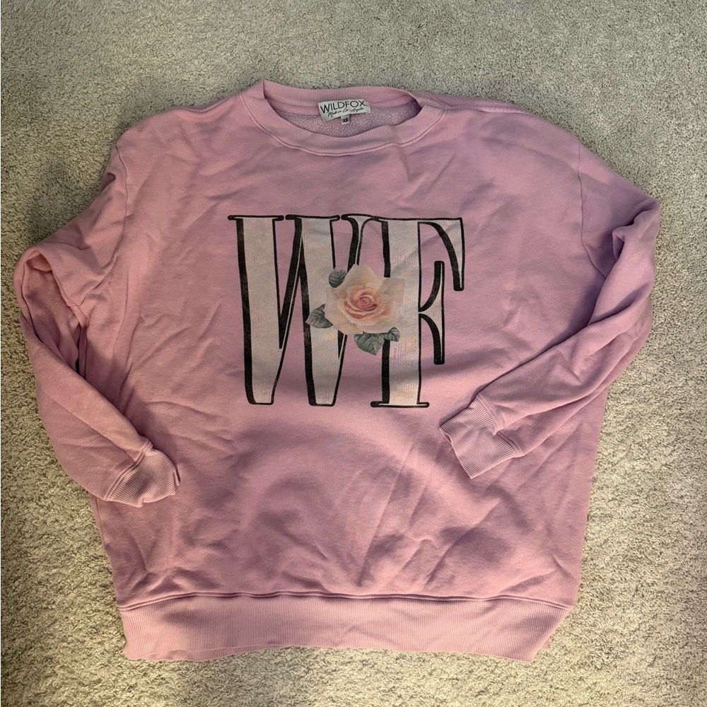 Wildfox Lavender Sweatshirt with Rose WF Design